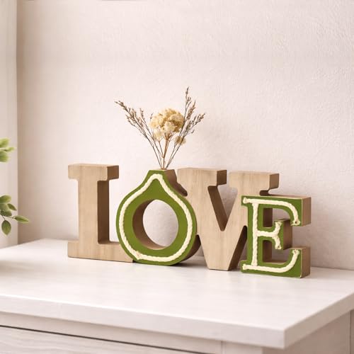 Image of CraftVatika Home Decoration Items for Living Room, Wooden Decorative Showpiece for Home Decor, Tabletop LOVE Word Sign Showpiece, Housewarming Wedding Anniversary Birthday Gift for Men Women