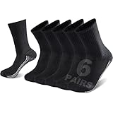 Sunew 6 Pairs Viscose Made from Crew Socks Womens, Womens Soft Cushioned Running Jogging Hiking Crew Socks with Mesh and Arch Support, Seamless Toe Wicking Sweaty Long Socks,Black S