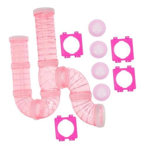 FONDOTIN External DIY Tunnel Hamster Cage 16pcs Plastic Tube Connectors Multi-Shape for Indoor/Outdoor See Pet Activity Clearly
