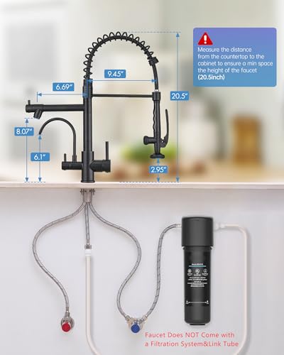 Image of Fapully 3 in 1 Kitchen Sink Faucet with Drinking Water Faucet Matte Black