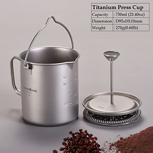 Bivouac 750Ml Titanium Cup Camping Press Coffee Pot Outdoor French Press Pot Camping Cup 750Ml Titanium Coffee Cup #TOP1