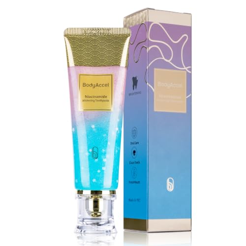 BodyAccel Niacinamide Whitening Toothpaste Brightens and Whitens Teeth Stain Removal Natural Gentle Fresh Breath