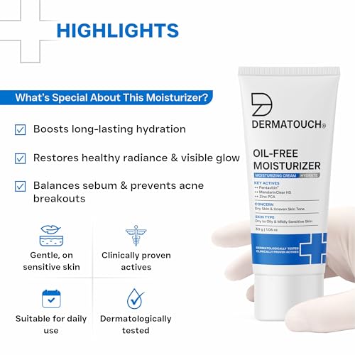Image of DERMATOUCH Oil-Free Moisturiser - Lightweight Hydration | Non-Greasy Daily Moisture Care | Helps Maintain Skin Balance | 30g