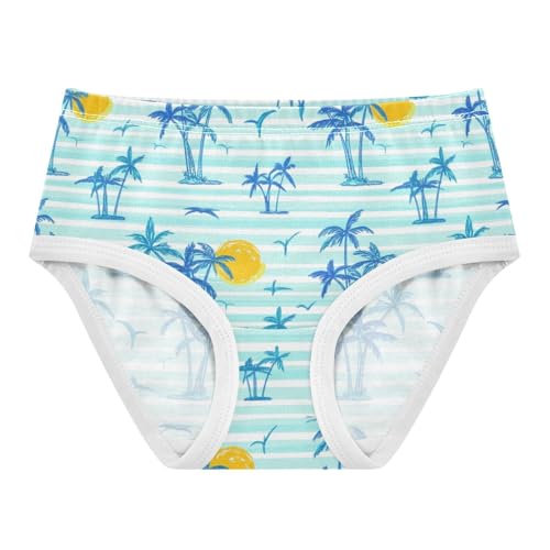 Joisal Personalized Toddlers Underwear Floral 2t Cotton Little Girl Panties Blue Palm Trees White Stripes Briefs Underpants