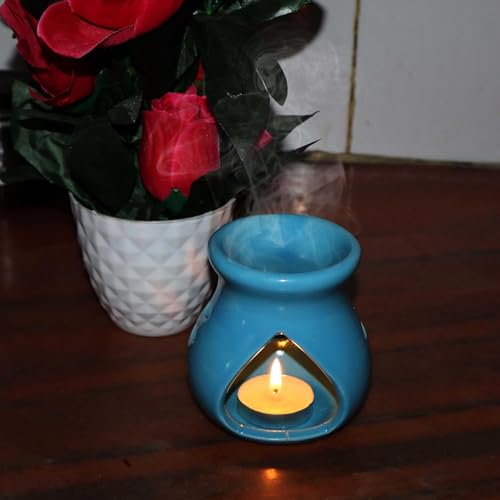 Image of Pure Source India Ceramic Aroma Burner (Set of 1, Sky Blue)