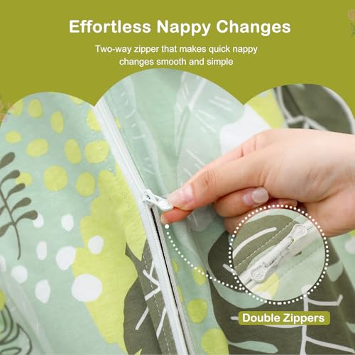 Image of 2 Pack 1 TOG Baby Sleep Sack, 100% Cotton Soft Spring & Autumn Lightweight Sleep Sack for 0-6 Months, Broadleaf & Youngleaf, M