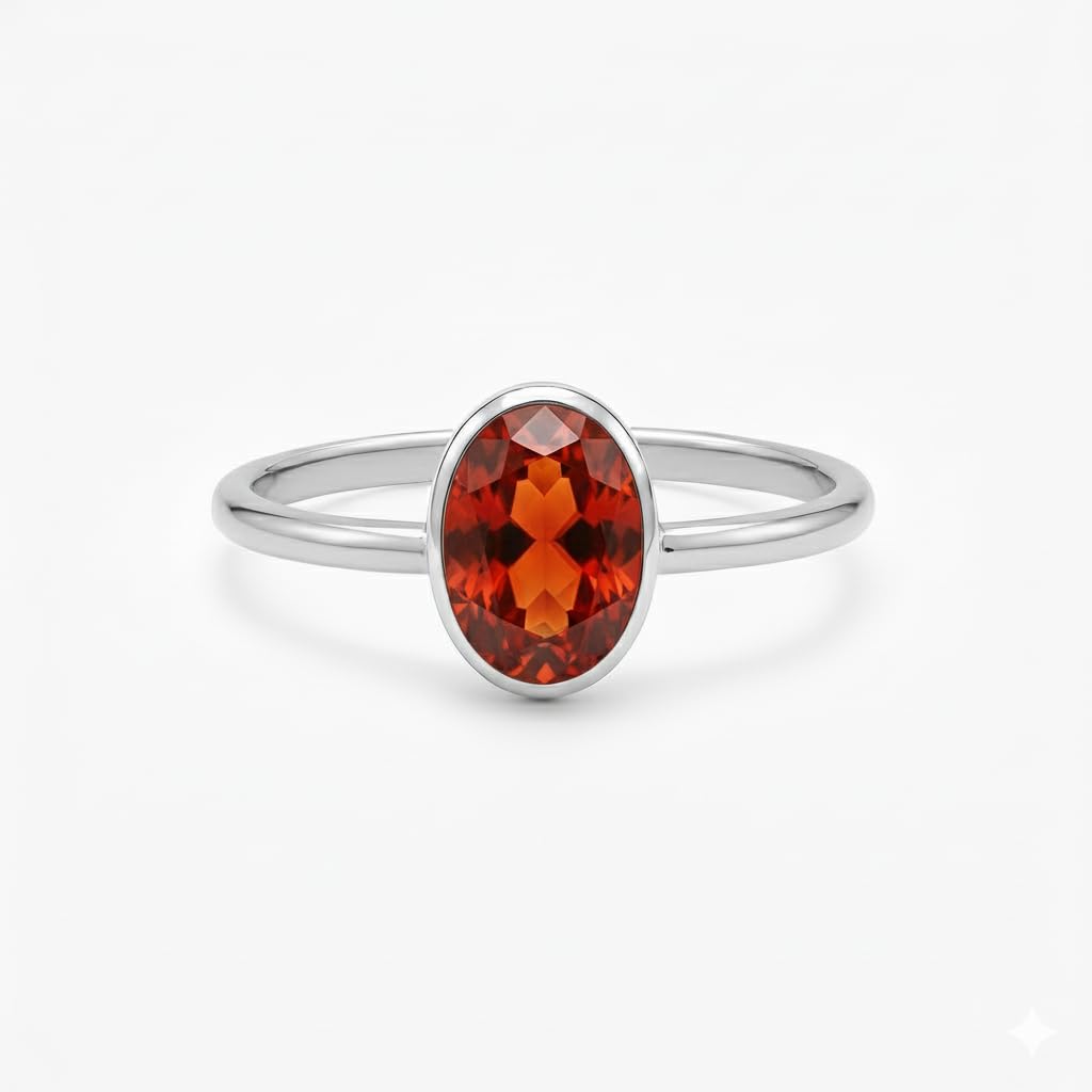 Anello in argento Sterling 925 con corniola, gioielli fatti a mano per le donne 7x5 mm ovale sfaccettata pietra arancione anello elegante pietra portafortuna di luglio