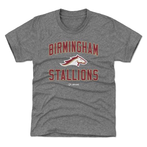 500 LEVEL Birmingham Stallions Team Away Youth Shirt (Tri Gray, 4-5Y X-Small)