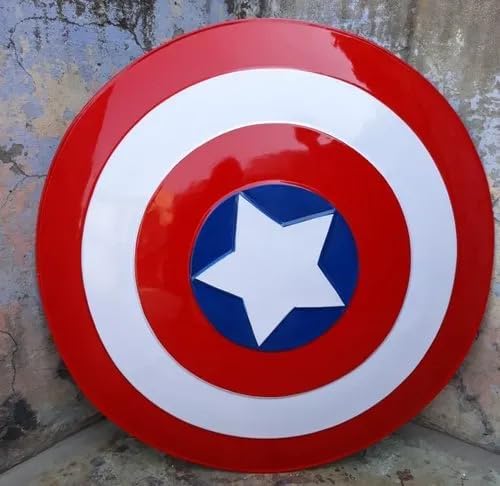 Image of Capt America Shield for Kids - 12 inch Heavy-Duty Unbreakable Plastic Superhero Shield - Iconic Red, White & Blue Vibranium Style Toy with Adjustable Arm Straps for Cosplay, Halloween & Role Play