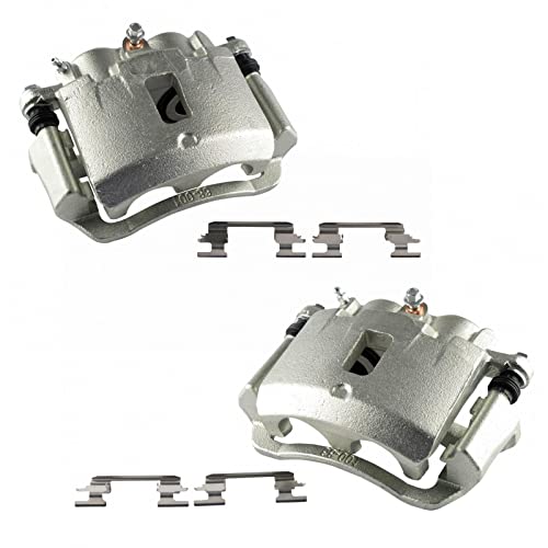 Image of TRQ Rear Driver and Passenger Side Brake Caliper Set Caliper Brackets Hardware Compatible with 03-17 Chevrolet Express 3500 Single Rear Wheels SRW 07-17 Express 2500, 07-17 GMC Savana 2500