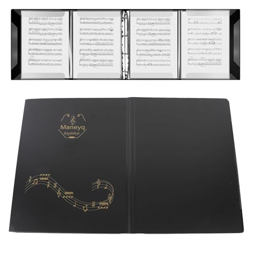 Carpeta de partituras, 4 páginas ampliadas, carpeta de coro negro para músicos y representaciones escénicas, capacidad para 52 páginas tamaño A4