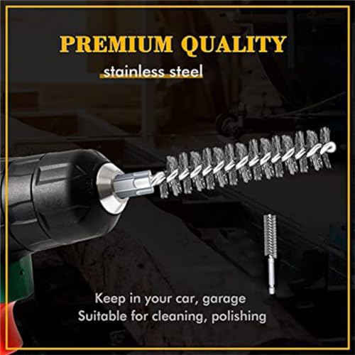 Image of 6 Pieces Stainless Steel Bore Brush Bristles Wire Brush for Power Drill Cleaning Wire Brush with Hex Shank Handle for Power Drill Cleaning Wire Brush