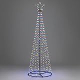Christow Maypole Christmas Tree, Light Up Outdoor Decoration, Flashing Multi Coloured Micro LED Pyramid Light, Mains Operated (2.1m) - Image 2