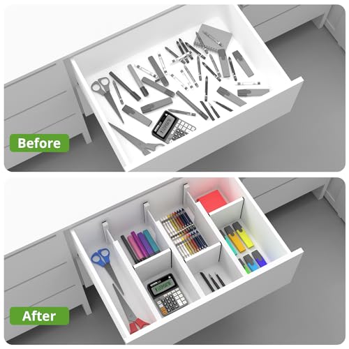 ANTOWIN 4 Pack Expandable Drawer Dividers, 4.7'' High, Extend from 12.2'' to 17.7'', Dresser Drawer Organizers, Bamboo Separators for Kitchen, Bedroom, Office, Bathroom (White) - Image 3