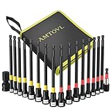 AMTOVL 18-Piece Magnetic Nut Driver Set - Metric & SAE Long Shank Bits with Extensions & Impact Adapter Heavy-Duty 6150 Cr-V Steel for Impact Drills & Power Screwdrivers for Precision Fastening