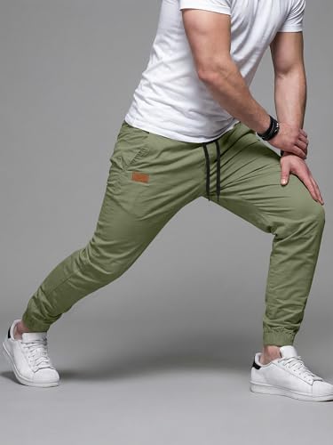 Image of JMIERR Mens Cotton Stretch Joggers Casual Twill Athletic Track Pants