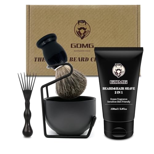 Shaving Kit for Wet Shave, 5 in 1 Shaving Brush Set, Includes Bad...