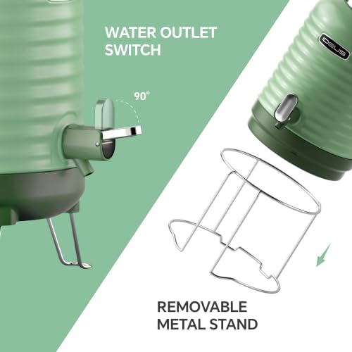 Image of IDEUS Insulated Beverage Dispenser 1.4gal, Drink Container Ivy B-type | All-in-one Vacuum Double Wall Stainless Steel Water Cooler for Camping and Party Leakroof with Handle, Spigot & Stand
