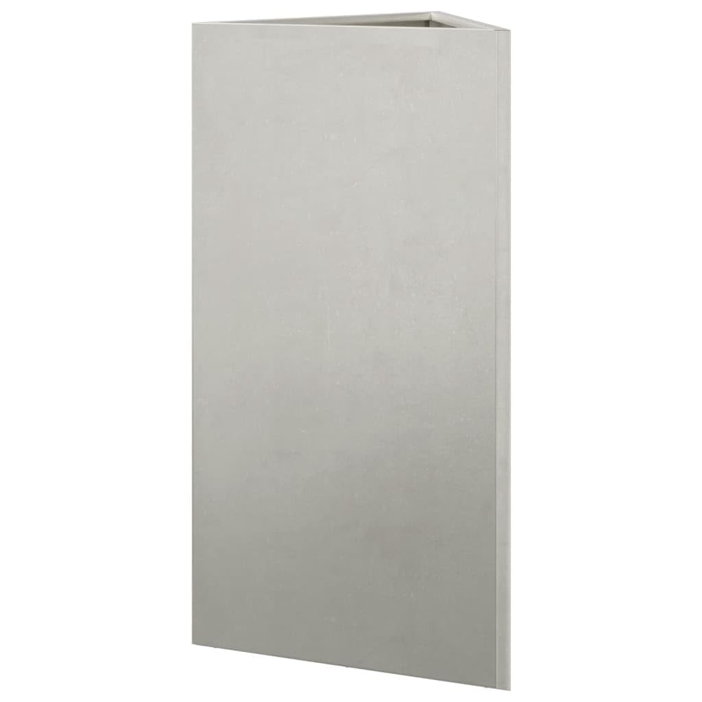 Trójkątna donica ze stali nierdzewnej, 40 x 34,5 x 70 cm, o stabilnej konstrukcji, metalowy pojemnik ogrodowy na warzywa, zioła i kwiaty, odporna na warunki atmosferyczne, podwyższona grządka na taras