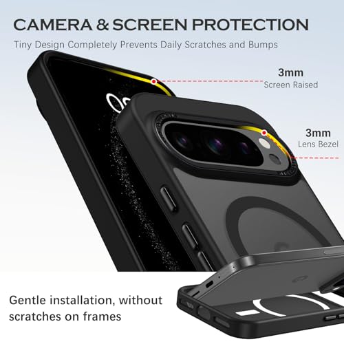Image of YINLAI for Google Pixel 10 Pro XL Case,Magnetic Compatible with MagSafe, Slim Matte Anti-Fingerprint, Shockproof Full Body Military Grade Protection for Google Pixel 10 Pro XL Cover, Black