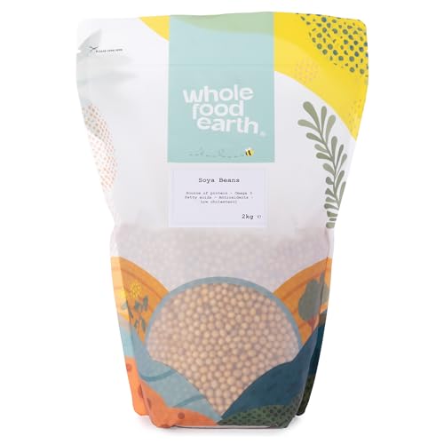 Wholefood Earth Semi di soia 2 kg | Senza OGM | Naturale | Alto contenuto di fibre | Alto contenuto proteico
