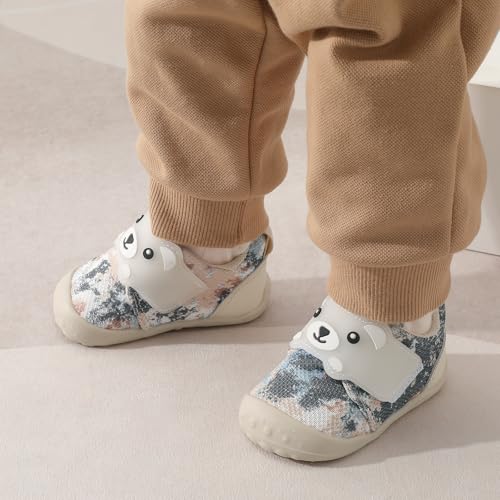 Image of FEETCITY Baby Walking Shoes Wide Baby Shoes Boys Girls Infant Sneakers Crib Shoes Breathable Toddler Barefoot Shoes Slip On Shoes