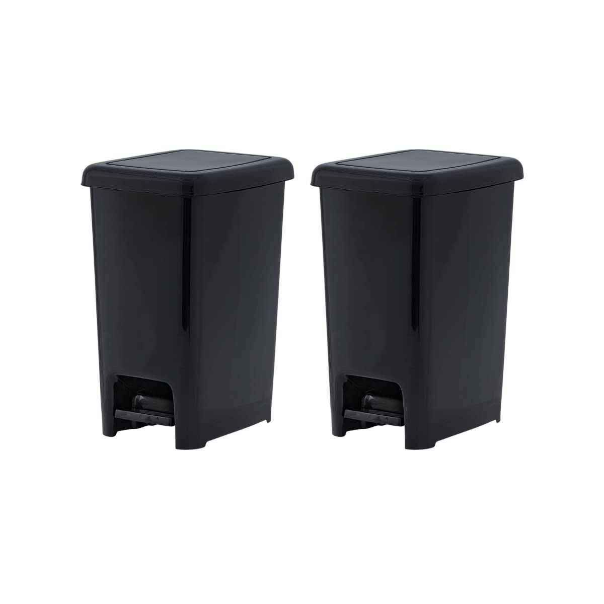 Superio Slim Trash Can with Foot Pedal – 6.5 Gallon Step-On Trash Can with Lid, Medium Plastic Garbage Can, Trashcan for Bathroom, Kitchen, Office, Bedroom, Dorm, Patio – Black, 2 2 6.5 Gallon