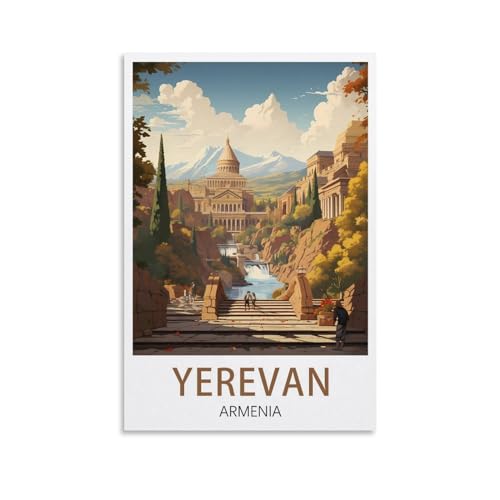 HXHNFERR Affiches murales vintage sur toile d'Erevan, Arménie, 20 x 30 cm, impressions d'art et peintures pour décoration de chambre à coucher