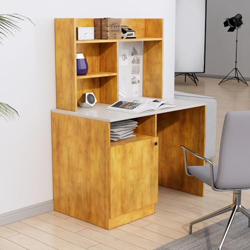 Image of Bniture Wooden Study Table for Home | Engineered Wood Study Table with Bottom Storage Shelf | Multi Purpose Computer Desk for Writing & Study | Laptop Table for Study Room | Giant Wood & Frosty White