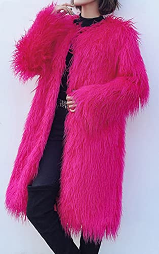 Women's Fluffy Faux Fur Long Jacket Overcoat Winter Spring Warm Outwear Parka Coat Outwear3