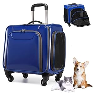 Pet Rolling Travel Carrier Expandable,Pet Transport Luggage with Wheels,Soft Sided Pet Carrier Stroller Bag for Dogs Cats Puppy, Mesh Ventilation Windows,Telescopic Handle