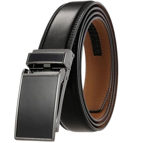 Men's 3-3.1Cm Width Belt For Business Formal Wear Genuine Leather Metal Automatic Buckle Belt