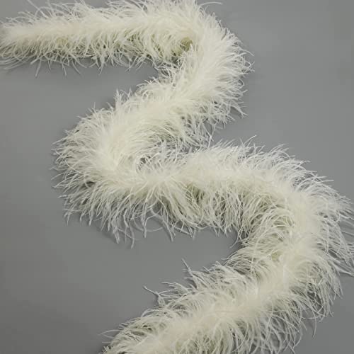 Soarer Beige Ostrich Feather Boas – 2yards 3ply Long Boas for Party, DIY Production, Clothing Decoration(Beige)