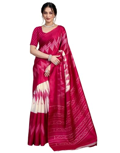 Image of SIRIL Women's Cotton Printed Saree With Unstitched Blouse Piece