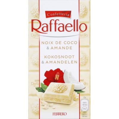 6x Ferrero Raffaello Crema di Mandorle e Cocco Gefüllte Weiße Schokolade mit Mandelcreme und Kokos 90g Riegel