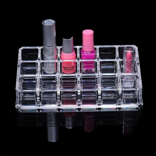 Image of Clear Acrylic Lipstick Lip Gloss Organizer 18 Slots Cosmetic Display Holder for Nail Polish Essential Oil