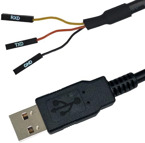 NITOMTYU 6 Feet USB to TTL Serial 3.3V Adapter Cable, USB to TTL-232R-RPI Serial UART Cable TX RX Signal 3 Pin Windows Linux MAC OS