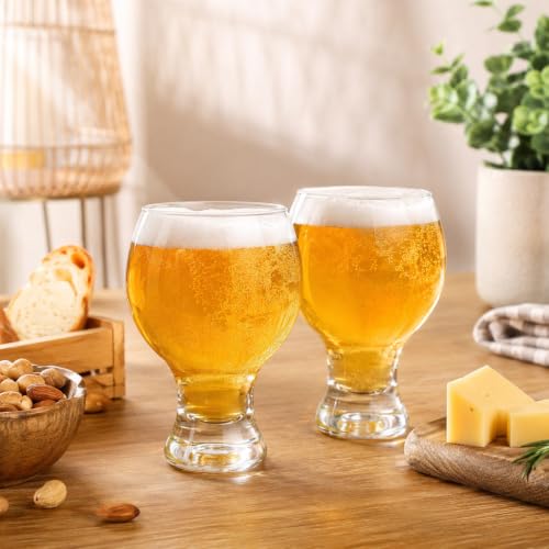 Image of WRINGO Glasses Set of 2, 350ML Glass Mug with Handle, Large Big Heavy Mugs for Freezer, Multipurpose Mugs, Dishwasher & Microwave Safe (BR-12)