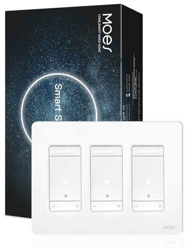 MOES 3 Way Smart Star Ring Dimmer Switch, 2.4GHz WiFi Dimmable Light Switch,Neutral Wire Required...