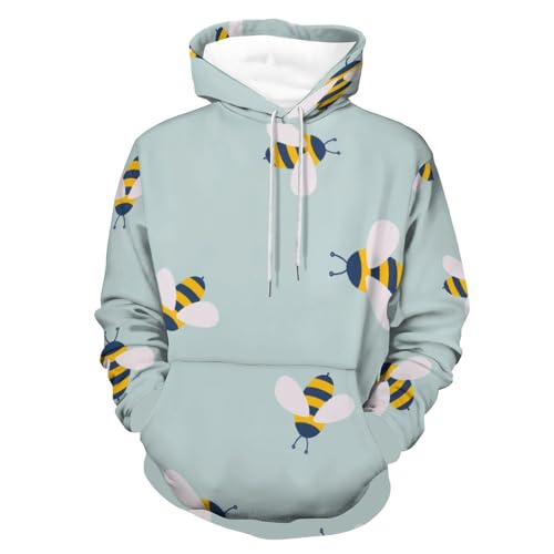 Hoodie abeille en dessin animé UMENG pour homme et femme, pull col capuche à manches longues taille S