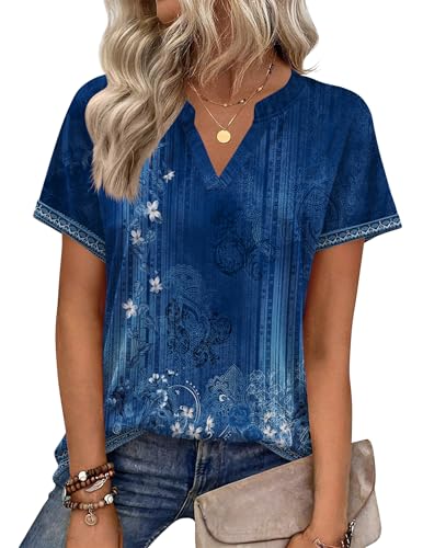 Image of Zeagoo Womens Tops Short Sleeve Summer V Neck Shirts Work Blouses Business Outfits Fashion Clothing