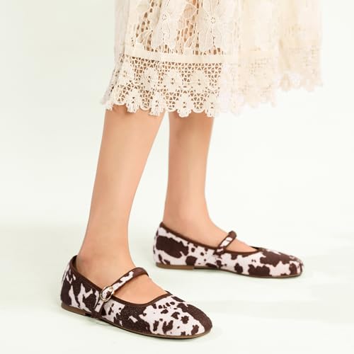 Leopard Ballet Flats for Women Velvet Animal Print Square Toe Mary Jane Flats Silver Buckle Comfortable Ballerina Shoes2