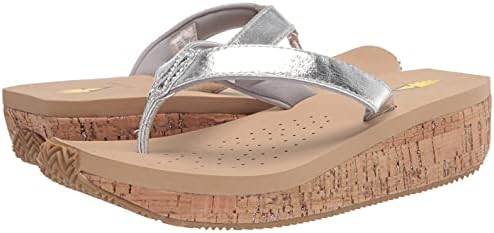 VOLATILE Women's Thong Wedge Sandal, Silver, 9 | Image 6