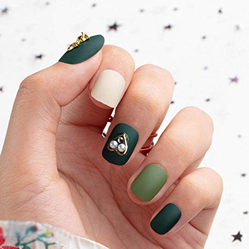 GeRRiT False Nails24pcs/box of Frosted Green Cornet Wearable Frosted Fake