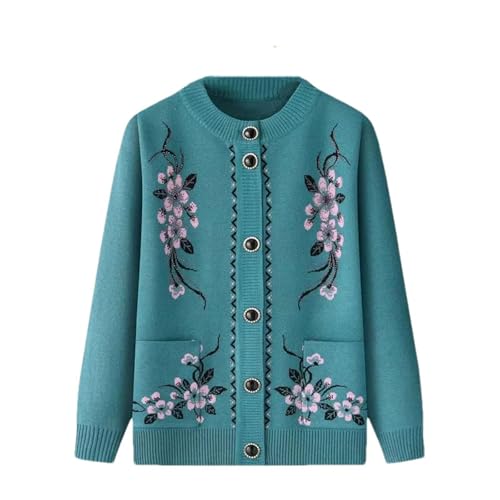 Middle-Aged Elderly Mother Knit Cardigan Sweater Winter Loose Crewneck Grandma Cardigan Coat