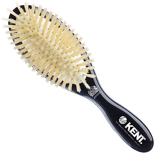 Kent Brushes Classic Shine Soft Pure Bristle Hairbrush - Ideal for Smoothing Fine Hair - Thin to Fine Hair - Medium Brush