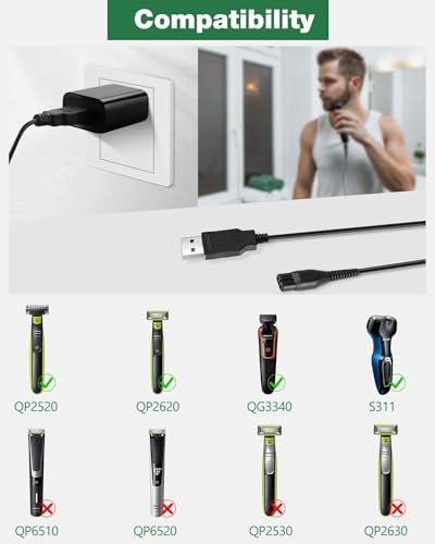 Image of 4.3V Ultra Fast USB Charging Cable Compatible With Only Philips Trimmer Model QP2550 (A00390 Replacement)