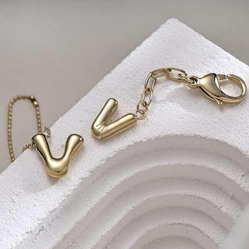 COTATI Gold Plated Bubble Letter Keychain for Women Initial Monogram Pendant Charm Keychains for Bag Handbags Purse