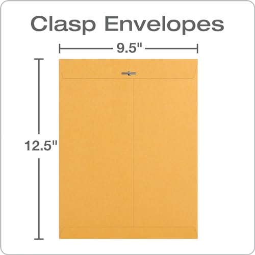 Quality Park 9-1/2" x 12-1/2" Clasp Envelopes, Brown Kraft, Gummed Flap, 100/Box (QUA37793) by Quality Park - Image 2