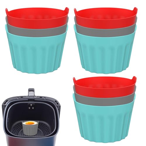 Stampo per friggitrice ad aria - Stampi per souffle Creme Brulée, cuociuova multipezzo | Tazze per ciotole scanalate, friggitrice ad aria, stampo in silicone, scatola per muffin, torta all'uov